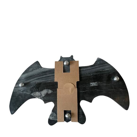 Black Bat Marble Cheese Board with Knife 17x10 Spooky Halloween Hosting NEW - Picture 14 of 14